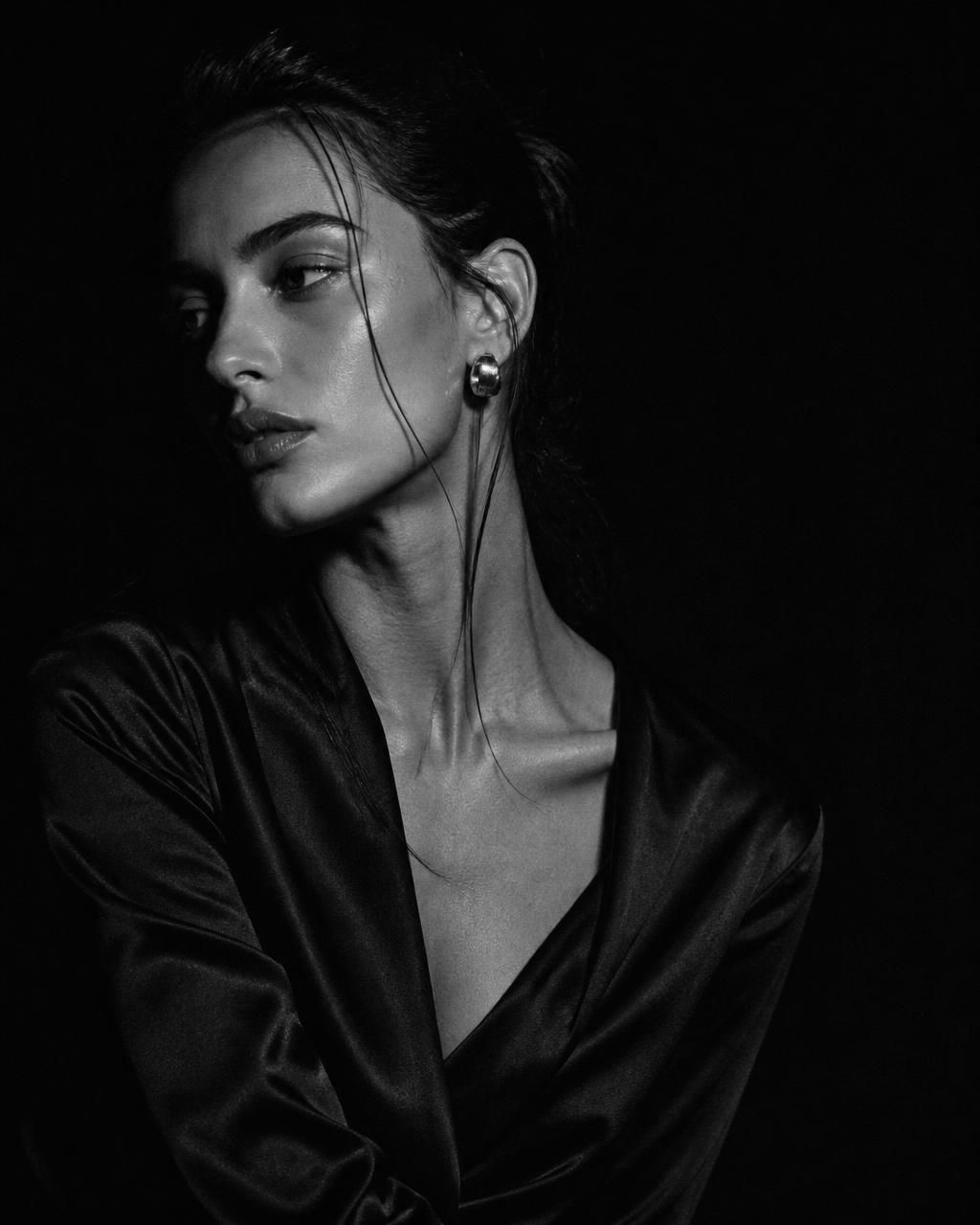 Fashion portret in dark silk